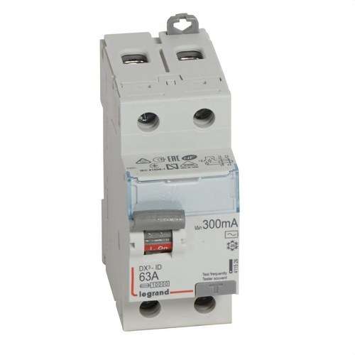 DX3 Jordfelsbrytare 2P 63A 300mA Klass AC med referens 411526 från LEGRAND