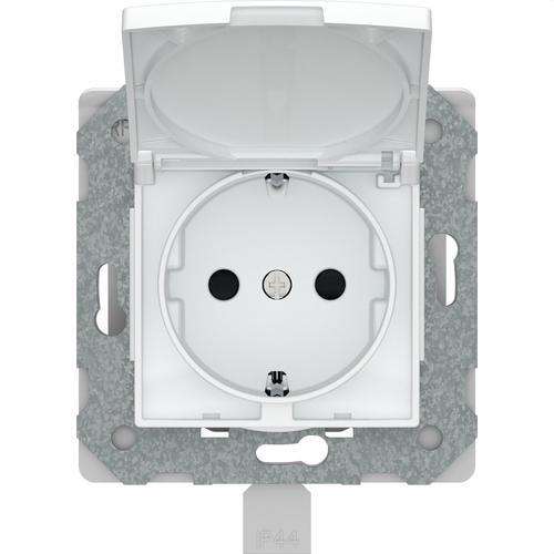 Schuko-uttag med fällbart lock vit Viva med referens 23526-3 från BJC