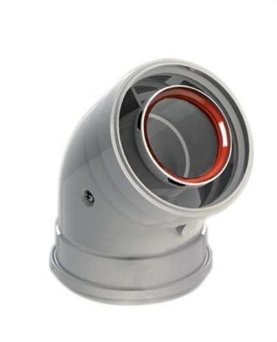 Skorstensböj diameter 60/100mm 45º hona-hona vit aluminium med referens 610-45HHP1 från FIG