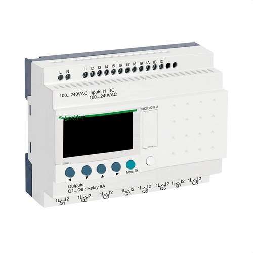 Programmerbart kompakt Zelio Logic 20 e s 100..240 V AC klocka display med referens SR2B201FU från SCHNEIDER ELECTRIC