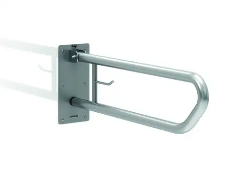 Fällbar stödhandtag 800mm med toalettrullehållare i satinborstat rostfritt stål med referens GW11 07 04 01 från GENWEC