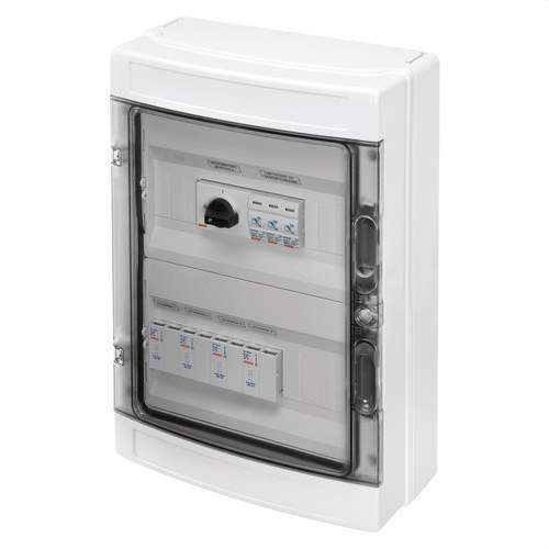 Förkopplad 2-strängsbox 1000V DC 32A 2x12 moduler med referens GWD9908 från GEWISS