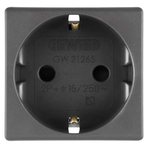 Spansk vägguttag 2P+T 16A 2 moduler System Black med referens GW21265 från GEWISS