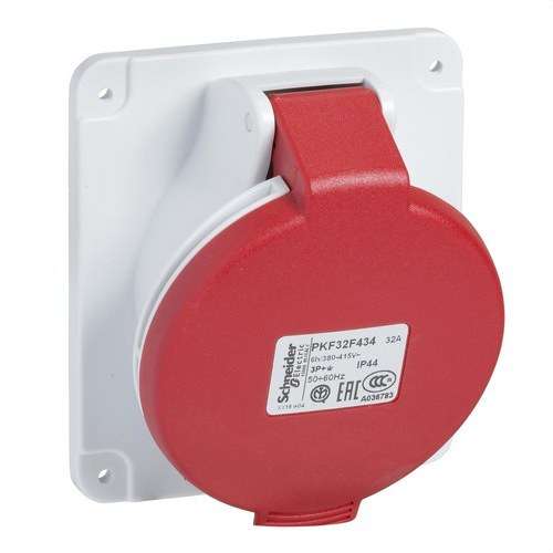 Inbyggnadssockel lutande 32A 3P+N+TT 380-415V IP44 med referens PKF32F435 från SCHNEIDER ELECTRIC
