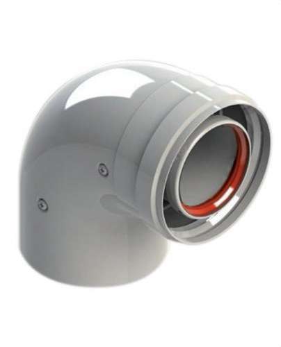 Vinkelrör för skorsten diameter 60/100mm 90º hane-hona vit aluminium med referens 610-90MHP1 från FIG