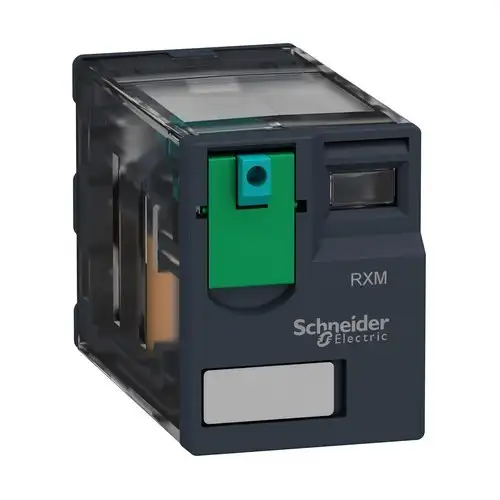 Miniatyrrelä plug-in Zelio Relay 6A 4PDT 24 V DC med referens RXM4AB1BD från SCHNEIDER ELECTRIC