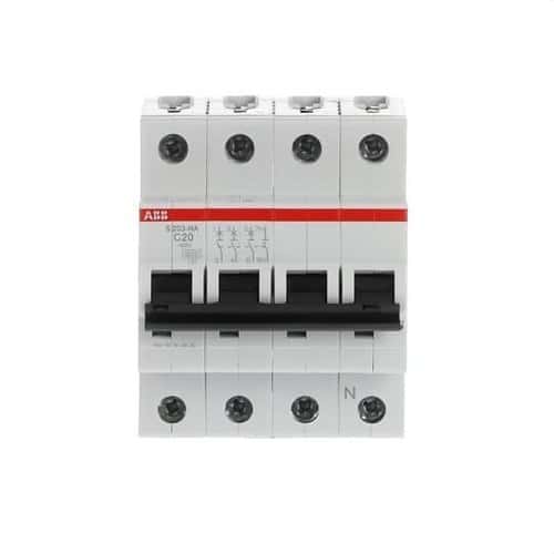 Magnetotermisk S203-C20NA 3P+N 20A Kurva C 10kA med referens 2CDS253103R0204 från ABB