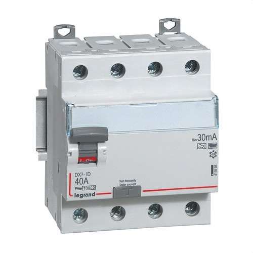 DX3 Differentiellbrytare 4P 40A 30mA Klass HPI med referens 411695 från LEGRAND