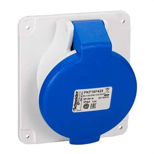 Inbyggd lutande bas 16A 2P+TT 200-250V IP44 med referens PKF16F425 från SCHNEIDER ELECTRIC