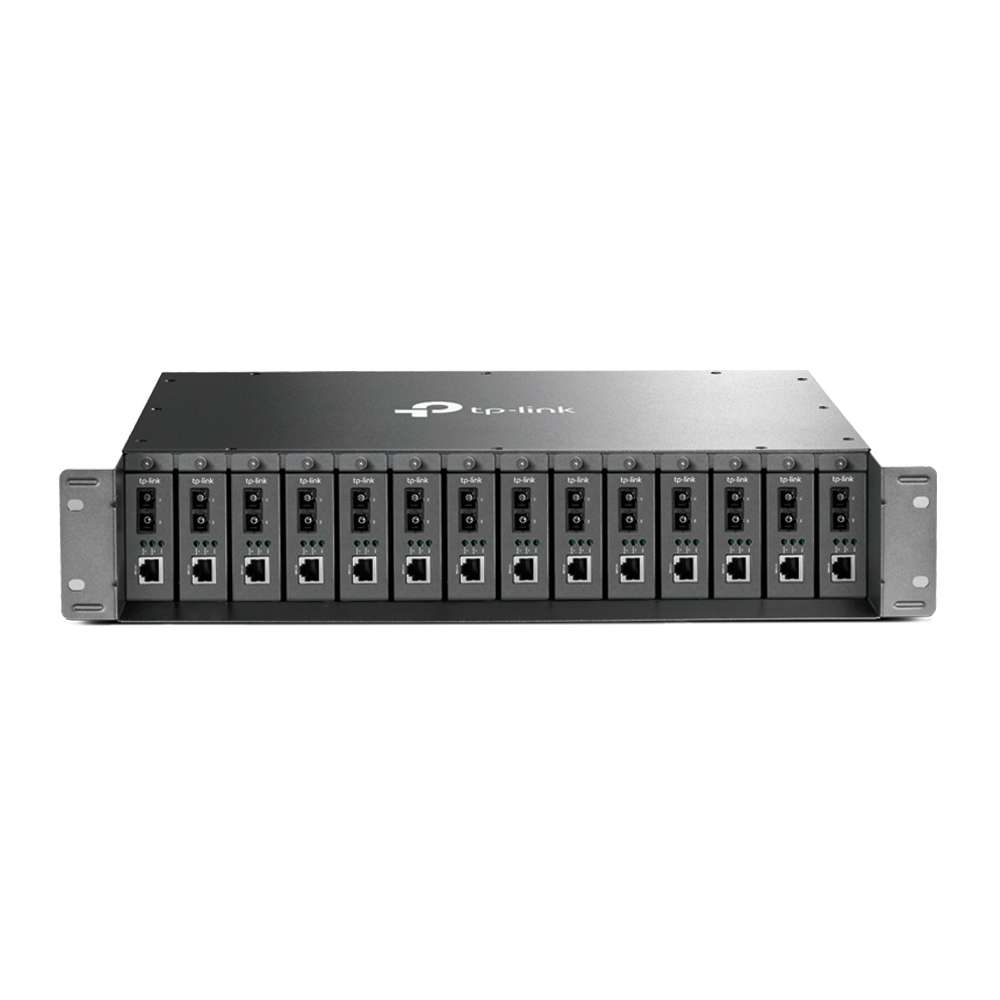14-slots chassi ram med referens TL-MC1400 från TP-LINK