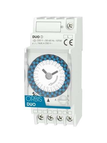 Analog timerbrytare 2 MOD.DUO D 230V med referens OB291032 från ORBIS