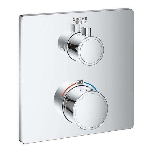 Duschtermostat för 2 utlopp med avstängning och integrerad omkastare Grohtherm - Krom med referens 24079000 från GROHE