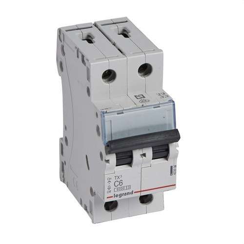 Magnetotermisk brytare TX3 2P 6A Kurva C Kurva C 6kA med referens 403604 från LEGRAND