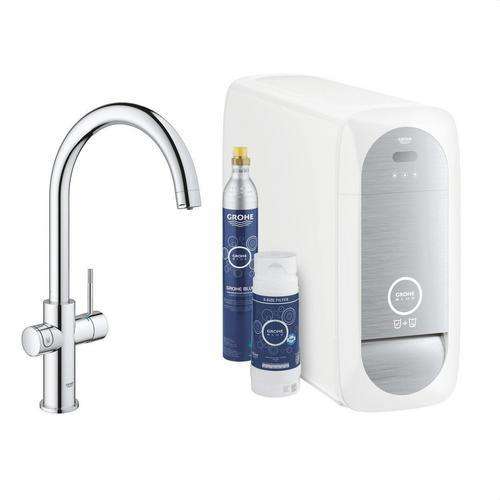 GROHE Blue Home Startpaket med C-formad pip i krom med referens 31455001 från GROHE