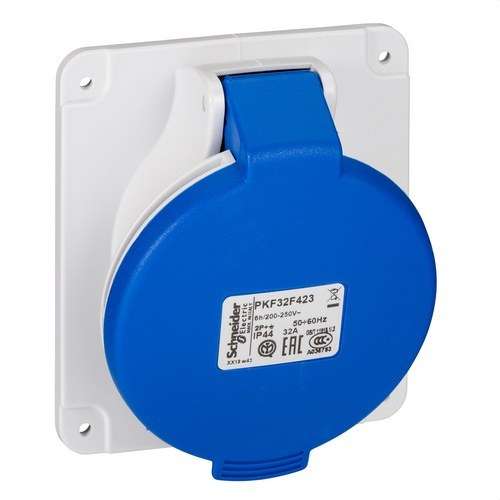 Inbyggd vinklad bas 32A 2P+TT 200-250V IP44 med referens PKF32F423 från SCHNEIDER ELECTRIC