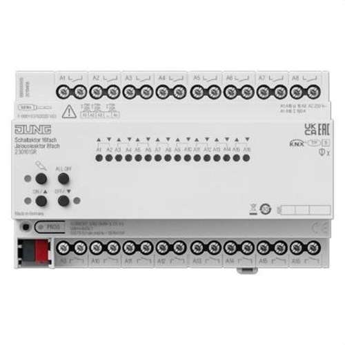 KNX omkopplingsaktuator 16 kanaler och KNX jalusier 8 kanaler Jung med referens 230161SR från JUNG