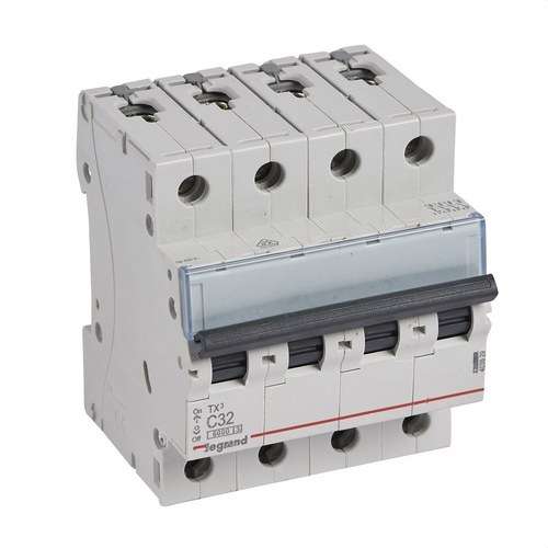 Magnetotermiskt skydd TX3 4P 32A Kurva C Kurva C 6kA med referens 403629 från LEGRAND