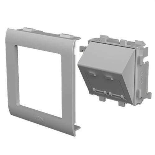 Lutande platta 2 RJ45 aluminiumfärg 80mm U24X med referens 93754-03 från UNEX