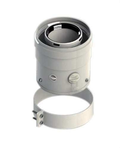 Vertikal koaxialutlopp kompatibel med Ariston 60/100mm PP/Stål vit med referens 610CVCHP15 från FIG