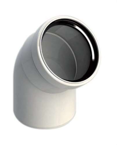 Skorstenknä 80mm diameter 45º hane-hona polypropen med referens 8-45MH5 från FIG