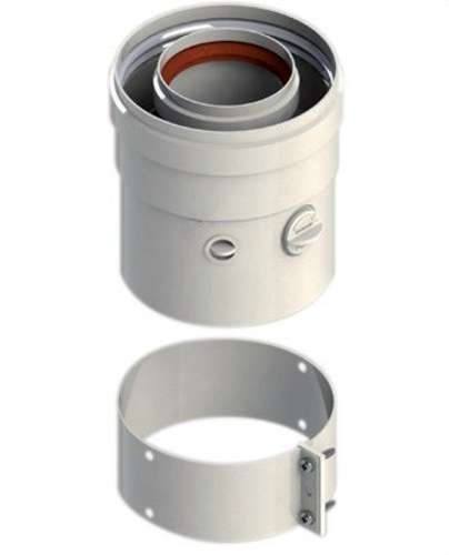 Vertikal koaxialutgång kompatibel med Ariston 60/100mm vit aluminium med referens 610CVCLARP1 från FIG