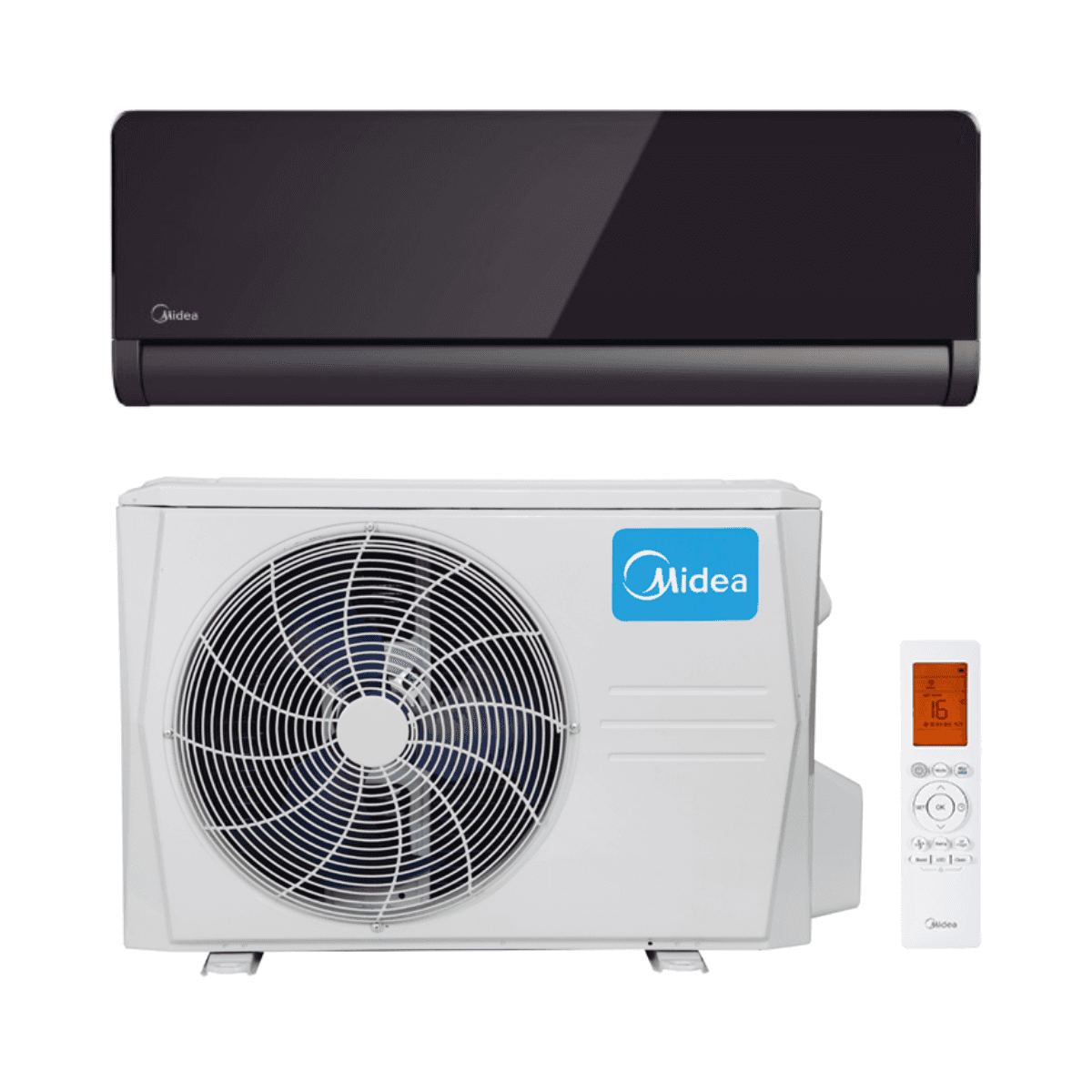 Svart luftkonditionering Midea Pure Glass 3,5 kW 12000 BTU med referens 35(12)N8I-1 från MIDEA
