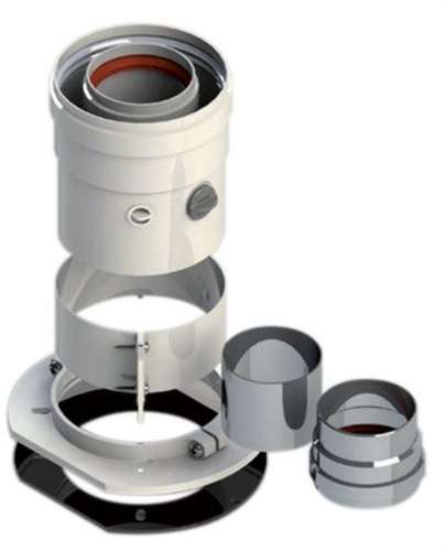 Vertikal koaxialutgång multikompatibel 60/100mm vit aluminium med referens 610CVMULTIP1 från FIG