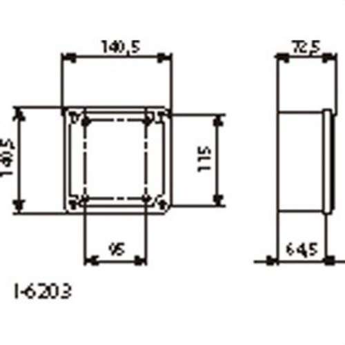 Blindkopplingsdosa med ogenomskinligt lock 130x130x60mm med referens I-6203 från BJC
