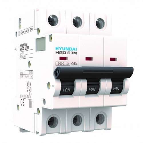 Magnetotermisk brytare STD 3P 6kA 40A Kurva C med referens HGD63-M3P040C från HYUNDAI