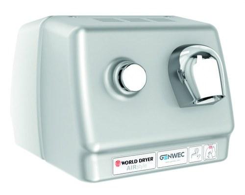 Handtork med tryckknapp Airstyle rostfritt stål satin med referens GW02 06 04 01 från GENWEC