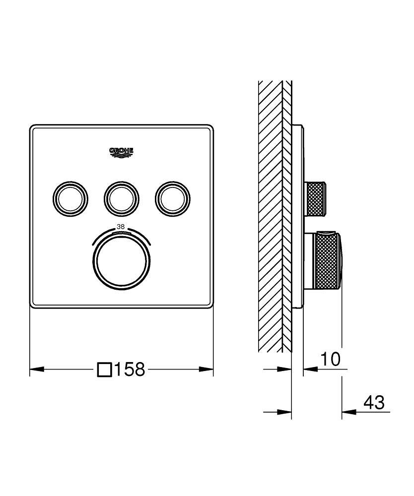 Inbyggnadstermostat med 3 reglage Grohtherm SmartControl - Borstad varm solnedgång med referens 29126DL0 från GROHE