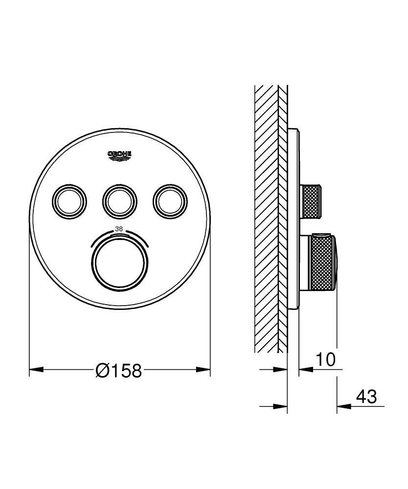 Inbyggd termostat med 3 vred Grohtherm SmartControl - Borstad varm solnedgång med referens 29121DL0 från GROHE