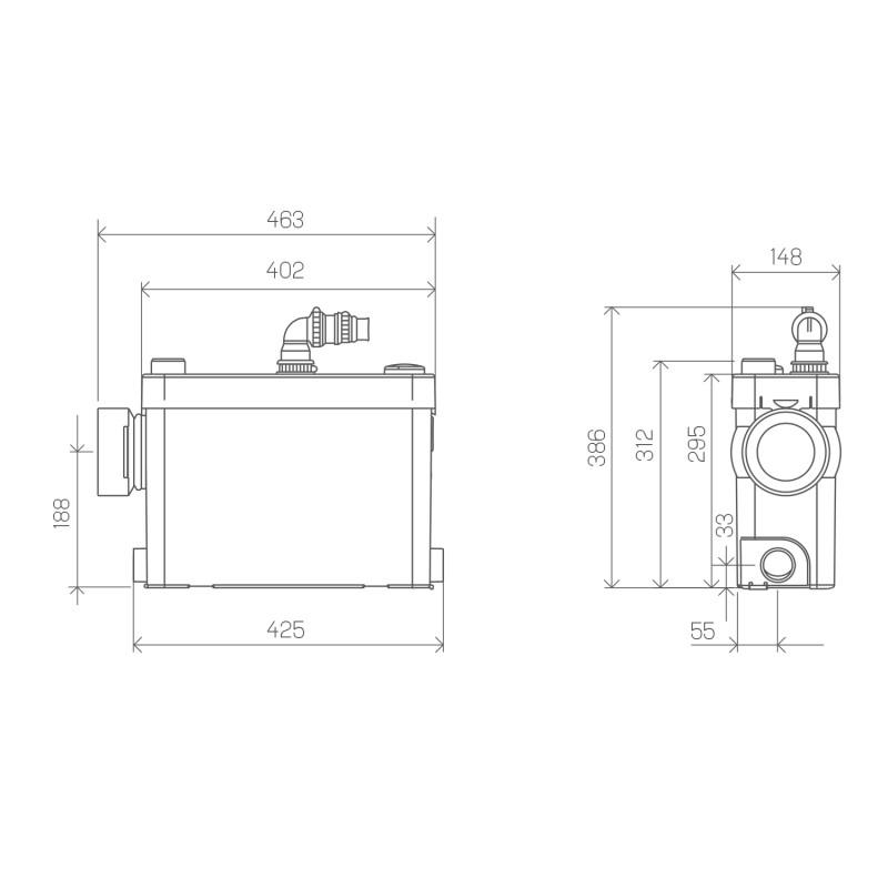 SFA SANIPACK avfallskvarn för vägghängda toaletter och badrum med referens 0101422 från SFA SANITRIT