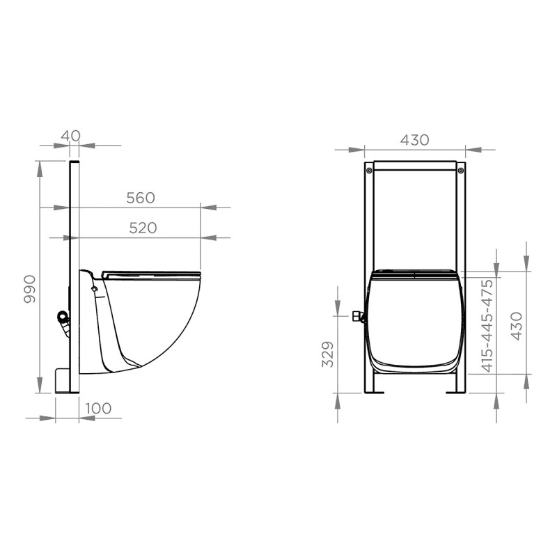 Frame with SFA Sanicompact Comfort+ macerator toilet with reference C72LVCPLUS from the brand SFA SANITRIT