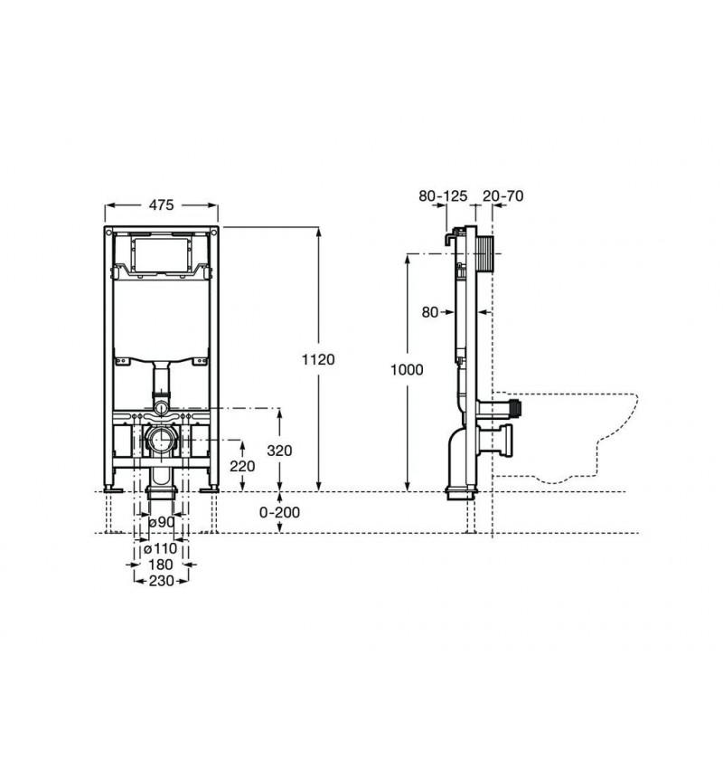 Stativ med dubbelspolning för vägghängd toalett Roca WC One med referens A890070020 från ROCA