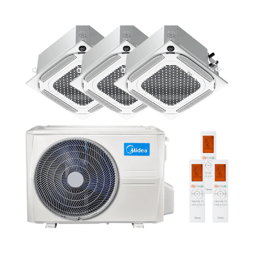 Kassettluftkonditionering 3x1 Midea Breezeless 360º 2,5 kW (2) + 3,5 kW med referens MCA4U-09NX(2)-12NXM3O-27N8 från MIDEA