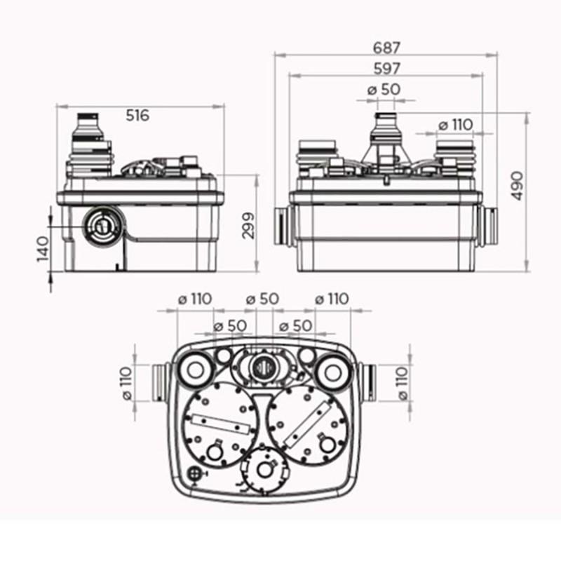 Allmän pumpstation SFA SANICUBIC 2 Pro Smart med referens R4STDIP68NMSMART från SFA SANITRIT