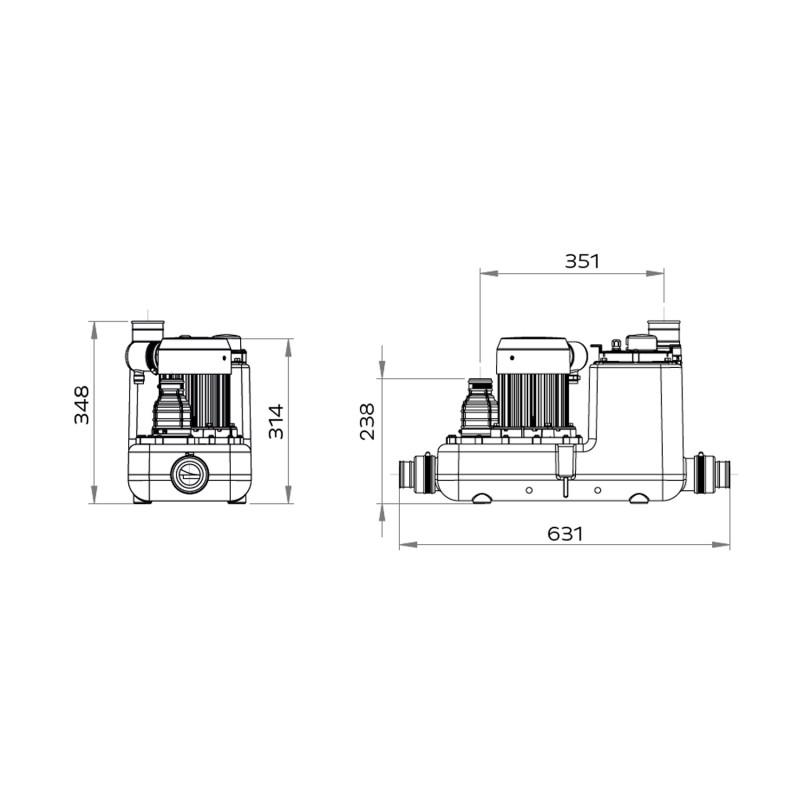 Evakueringspump SFA SANICOM 1 för gråvatten för intensiv användning med referens 04COM1M från SFA SANITRIT