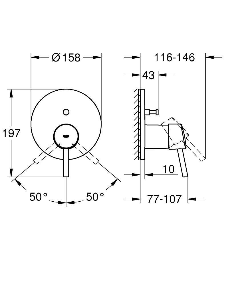 Enkelspak duschblandare med tvåvägsomkastare Grohe Concetto med referens 24054001 från GROHE