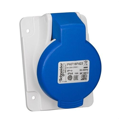 Inbyggd lutande bas 65X85 16A 2P+TT 200-250V IP44 blå med referens PKF16F423 från SCHNEIDER ELECTRIC