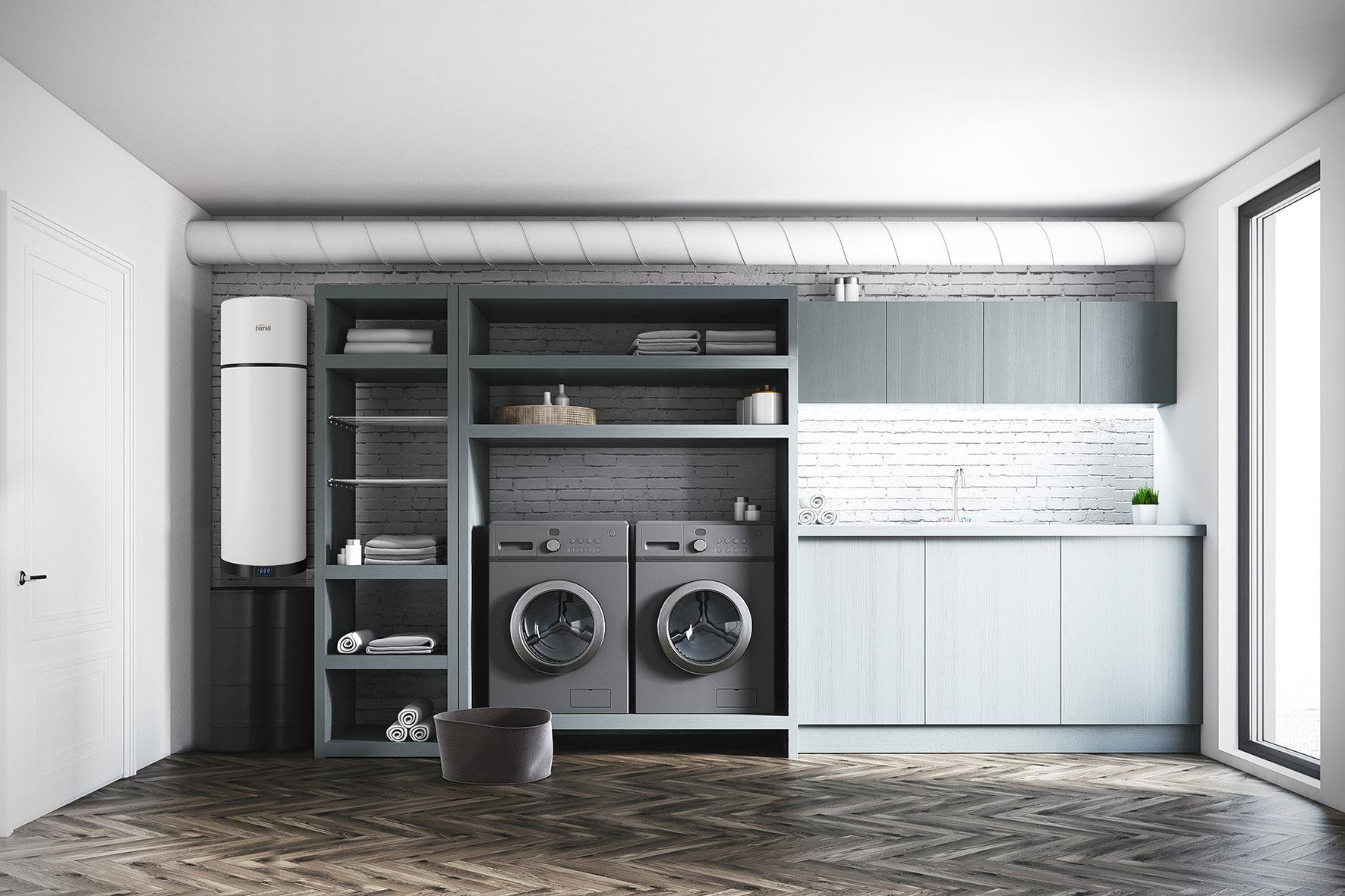 Värmepump för tappvarmvatten med wifi Ferroli EGEA TECH LT 90 liter med referens GAA0P8KA från FERROLI